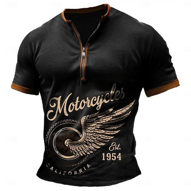  Halloween Per uomo Orrore gotico Moto Maglietta Manica Corta maglietta Stampa 3D Mezza zip Camicia Retrò Vintage Streetwear Casuale Quotidiano Nero Estate Primavera Abbigliamento S M L XL XXL XXXL