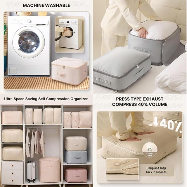 Ultra Space Saving Self Compression Organizer, 2024 Upgrade Space