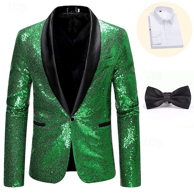  Retro Vintage Rococo Baroque Suits & Blazers Gentleman Sequins Men's Masquerade Party / Evening Pride Parade Pride Month Adults' Coat