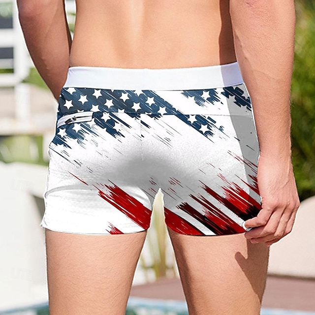 Burlebo- Boy’s Athletic Short - Heather Navy - American Flag Liner main image 1