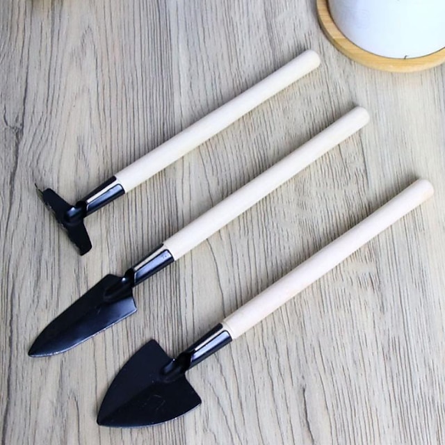  3-delige luxe tuingereedschapset - lichtgewicht aluminium schep  & hark voor vetplanten bloembedden  & losse grond - ergonomische handgreep, ideaal voor compact tuinieren