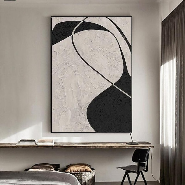  Malerei handgemachte schwarz und weiß abstrakte Ölgemälde handgemalt Wabi Sabi abstrakte Malerei Wand Kunst Kunstwerk moderne abstrakte Ölgemälde geometrische Malerei Wand Kunst für zu Hause
