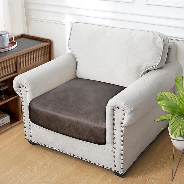 1-Seat Chaise Lounge Cover Hot Stamping PU Leather Embossed Slipcovers 16
