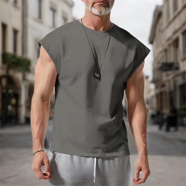  Herren Tank Top Weste Unterhemd Ärmelloses Shirt Ärmellos Rundhalsausschnitt Frühling & Sommer Einfach Mode Designer Basic Urlaub Straße Ausgehen Weiß Wein Dunkelmarine Top T-Shirt für Herren