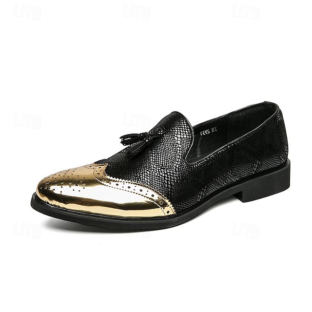  Herren Loafer & Slip On Bullock Schuhe Abendschuhe Quasten-Müßiggänger Metallische Schuhe Wanderschuhe Geschäftlich Party & Abend PU Atmungsaktiv Körpergröße erhöhen Komfortabel Gold