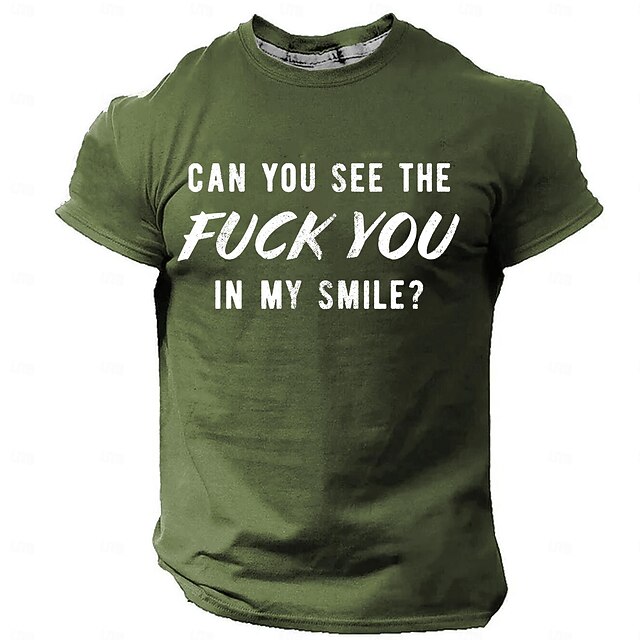 Men's Rude Offensive Graphic Slogan T shirt Short Sleeve T shirt 3D Print Crew Neck Shirt Retro Vintage Casual Street Style Sports Outdoor Holiday Going out Black Blue Green Spring & Summer Clothing 6