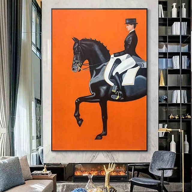  Abstract Horse Painting handmade famous oil painting hand painted Modern Fine Art Abstract Animal Painting Gray Wall Art Palette Knife Artwork painting Animalistic Decor for Living Room decoration
