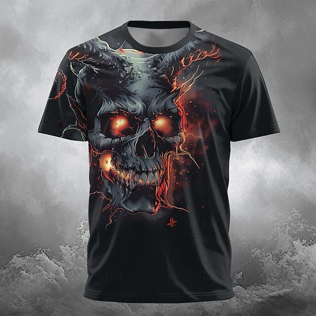 Men's Skull T Shirt Short Sleeve T shirt 3D Print Crew Neck Shirt Designer Gothic Party Street Casual Black Summer Spring Clothing Apparel S M L XL XXL XXXL4