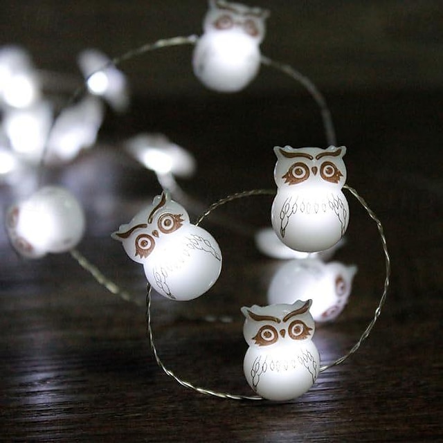  Owl Snow Bird String Lights Decorations, 3M-30LED Summer String Lights Battery Operated with Remote for Indoor, Christmas Tree Party Haunted Spooky Lights Halloween