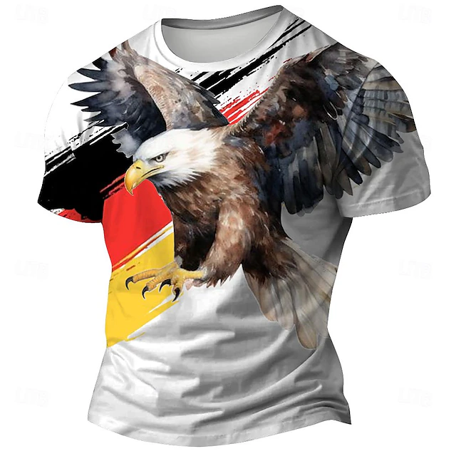 Men's Eagle German Flag T Shirt Short Sleeve T shirt 3D Print Crew Neck Shirt Outdoor Athleisure Light Blue Black White Summer Spring Clothing Apparel S M L XL XXL XXXL 7