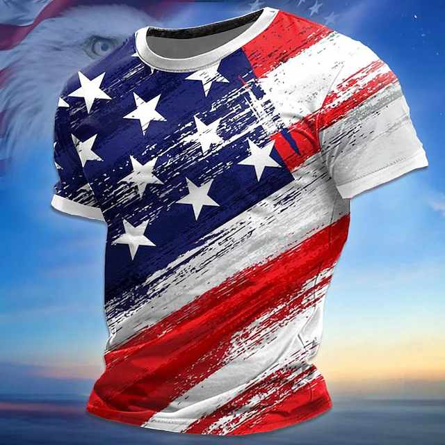 Veterans Day Men's Patriot Patriotic Veteran American Flag T shirt Short Sleeve T shirt 3D Print Crew Neck Shirt Street Style Party Birthday Street White 1 White Summer Spring Clothing Apparel S M L 5