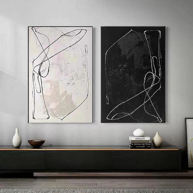  černobílá olejomalba wabi sabi abstraktní malba ruční malba na zeď umělecká díla obrázek moderní abstraktní olejomalba geometrické postavy malba nástěnné umění pro domácnost