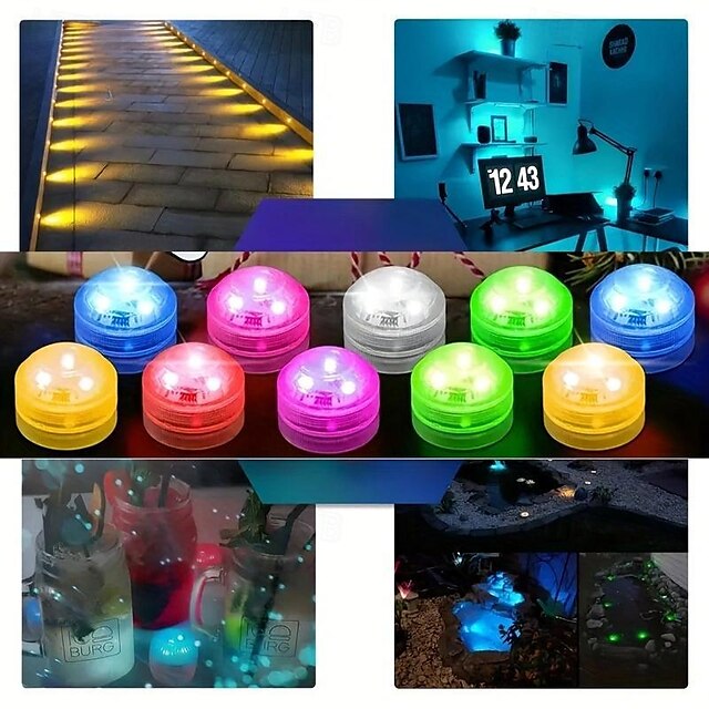  5/10 ks vodotěsné dálkové ovládání rgb nočního světla pro Vánoce, halloween, svatbu, sváteční dekorace, podvodní dekorace