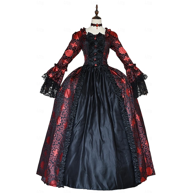 Vintage Rokoko Renaissance Maxi Kleid Normal Ein Hauch Aschenputtel Prinzessin Quadrathals Kostüm königlich Halloween Karneval Maskerade Leistung Party Halloween Erwachsene Ganzjahres