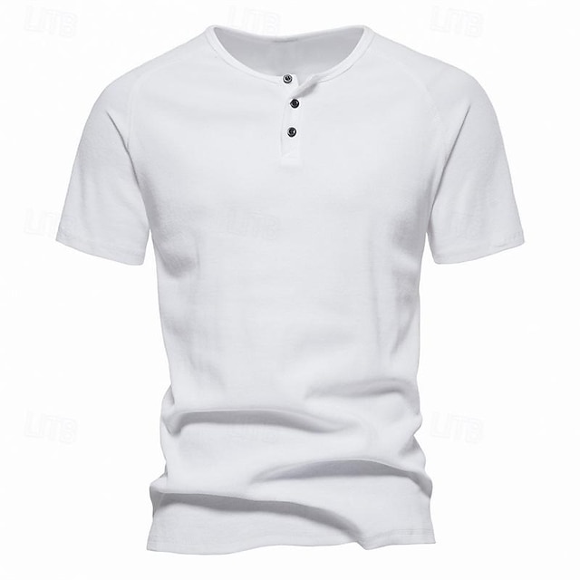  Pánské Tričko s knoflíkem Tričko Tričko Henley Trička Krátký rukáv Henley Jaro léto Bez vzoru Pit Strip Módní Designové Základní Dovolená ulice Jdeme ven Černá Bílá Námořnická modř Top tričko pro muže
