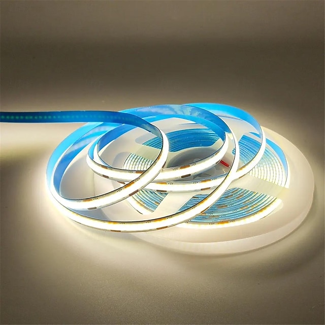  striscia luminosa a led cob, striscia luminosa a led dimmerabile lineare da 5 m, camera da letto a led ra90 flessibile ad alta luminosità 12v cob