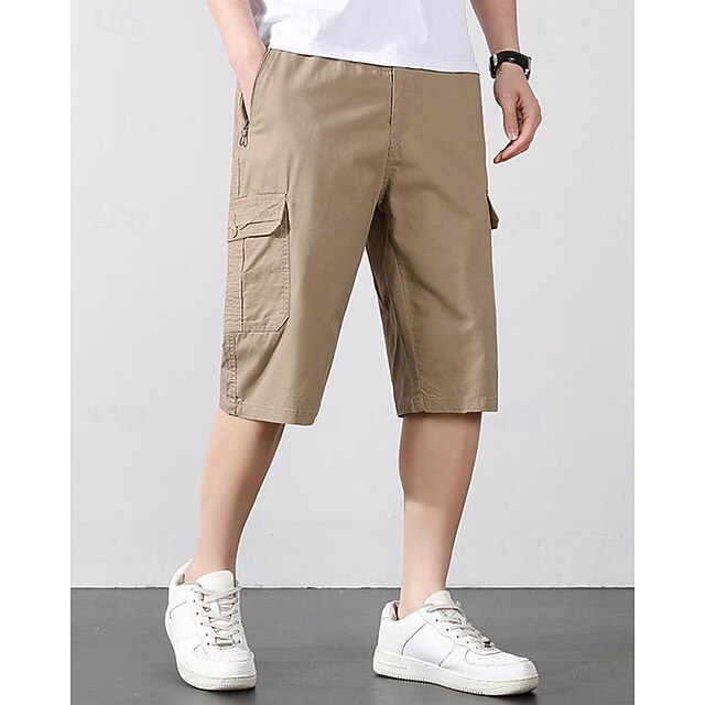 Pantaloncino Uomo Cotone Pantaloni Capri Maschio Verde Dell'eserco