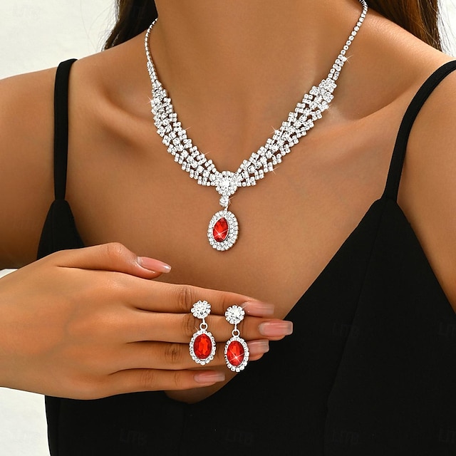  Brautschmuck-Sets 2 Diamantimitate 1 Halskette Ohrringe Damen Klassisch Süß lieblich Briolette Tropfen Kostbar Diamant Wassertropfen Schmuck-Set Für Hochzeit Geschenk