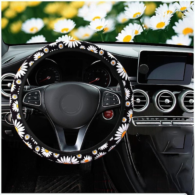  Fyautoper 1 peça capa de volante de girassol estampada elástica sem anel interno