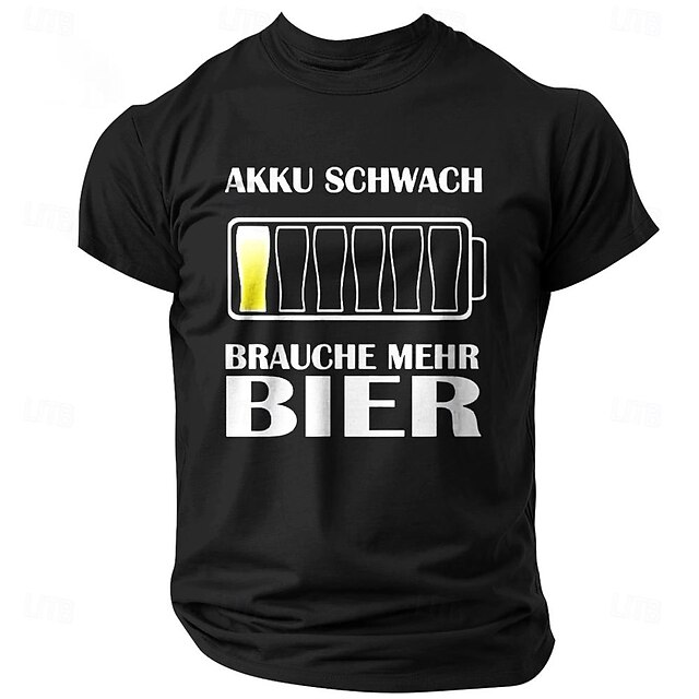  Homme Drôle Bière impression de lettre T-shirt Coton Manche Courte Graphique Chemise Noir Bleu de minuit Gris foncé T-shirt confortable Rue Sport en Plein Air Vêtements de créateurs de mode