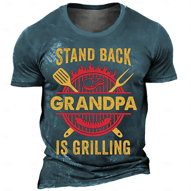 Men's Graphic Short Sleeve T-Shirt - Funny 'Stand Back Grandpa Is Grilling' BBQ Hobby Tee 6