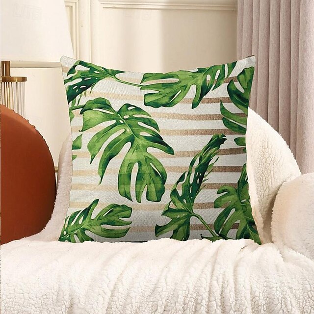  putetrekk 1 stk myk blomstret&planter firkantet putetrekk putetrekk til sofa soverom overlegen kvalitet maskinvaskbar utendørs faux lin pute til sofa sofa seng stol grønn