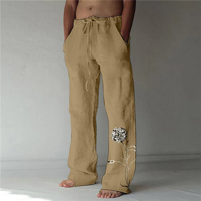 Men's Graphic Graphic Prints Trousers Summer Pants Beach Pants Mid Waist Fashion Streetwear Designer Casual Daily For Vacation Elastic Drawstring Design Front Pocket Straight Leg Spring & Fall 3D 8