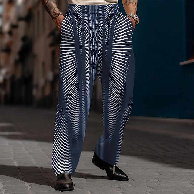  Bărbați Geometric Costume Talie medie Ocazional afaceri Nuntă Zilnice Buzunar Pantaloni cu picior drept Vară Primăvară Toamnă Tipărire 3D Negru Roșu Vin Albastru piscină