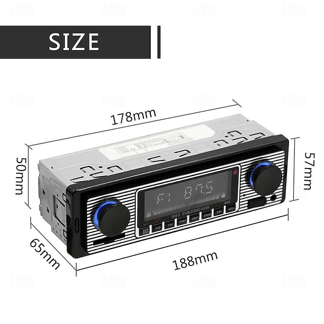  Autoradio Bluetooth Oldtimerradio MP3-Player Stereo USB für AUX Oldtimer-Stereoanlage Audio Silber Schwarz