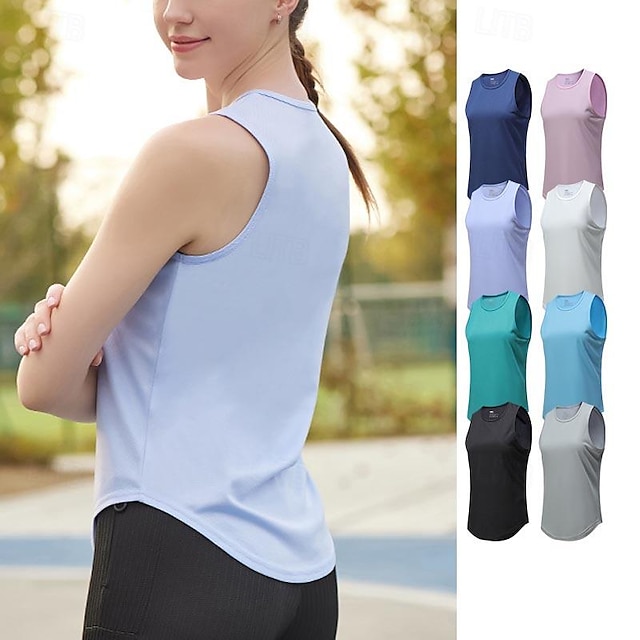  Mujer Camiseta sin mangas de entrenamiento Camiseta sin mangas Running Camiseta sin mangas de gimnasio Sin Mangas Chalecos Casual Ropa Deportiva Transpirable Secado rápido Suave Entrenamiento de