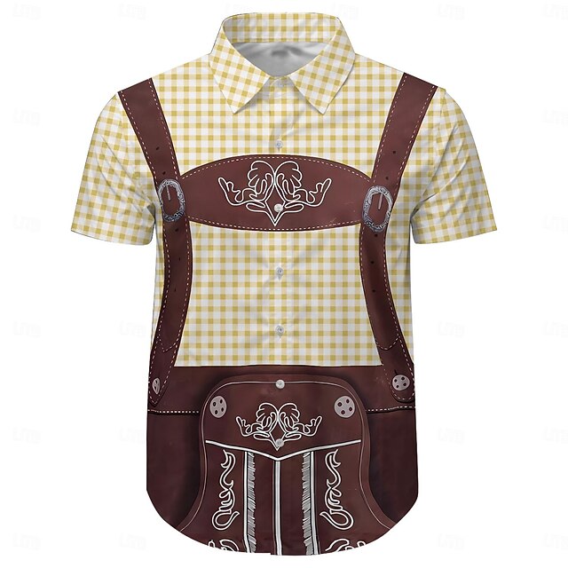  Öl Lederhosen-tryck Hawaii skjortor Aloha skjorta Mönster Grafisk Till Herr Vuxna Karnival Oktoberfest öl 3D-utskrift Semester Fest