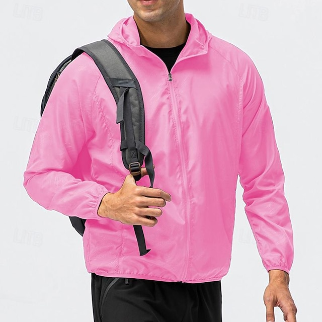  Men's Hiking Jacket Rain Jacket Outdoor Floral Botanical Portable Anti-Mosquito Quick Dry Lightweight Top Single Slider Full Length Visible Zipper Fishing Climbing Beach Light Pink Dark Grey Black