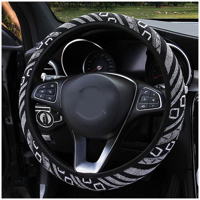  Fyautoper nova capa de volante de carro étnica de linho sem anel interno capa de alça elástica