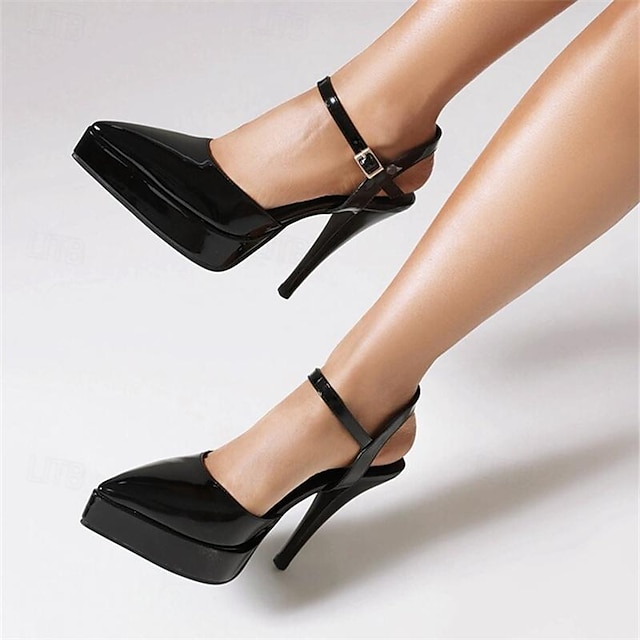  Pentru femei Sandale Tocuri cu curea pentru gleznă Zilnic Cataramă Toc Stilat Vârf ascuțit Modă minimalism Piele Originală Curea Gleznă Argintiu Negru Auriu
