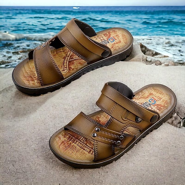  Pánské Sandály Pantofle Plážové pantofle Pohodlné sandály Chůze Na běžné nošení Plážový styl Denní Plážové PVC Voděodolný Prodyšné Pohodlné Povaleč Hnědá Khaki Léto