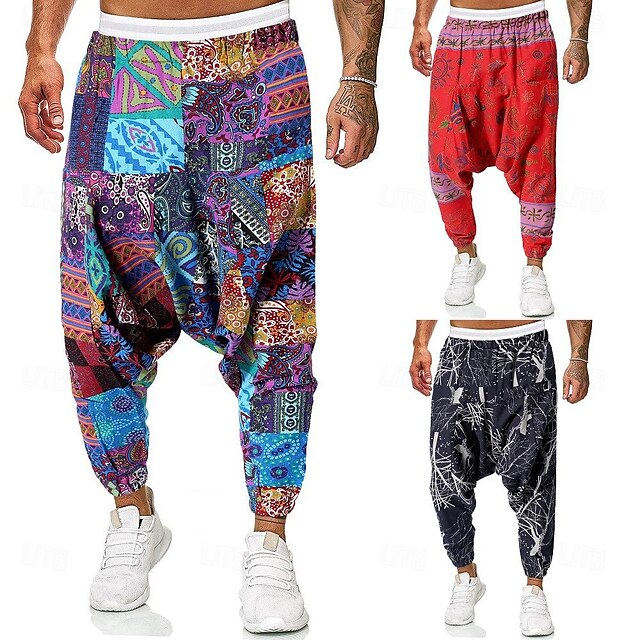  Homme Pantalons décontractés Multicolore Respirable Poids Léger Toute la longueur Soirée Vacances Décontractées Ample Noir Rouge