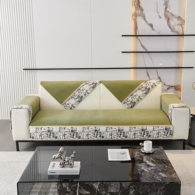  Sofa Cushion Waffle Summer Cooling Sofa Cushion Chenille Non-slip Slipcover Solid Color Sofa Cover