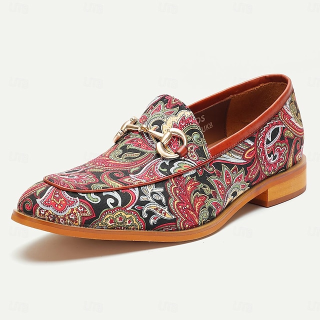  Mocassini da uomo in pelle di vacchetta premium con motivo paisley: eleganti scarpe eleganti slip-on per occasioni formali e casual