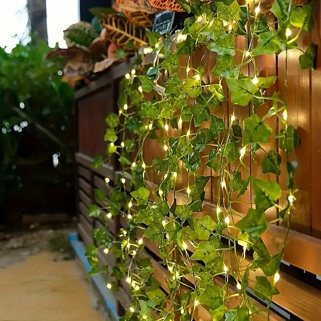  Guirlande lumineuse solaire élégante pour réception de mariage, 100 LED – Guirlande lumineuse en lierre de 33 pieds, 8 modes, étanche, pour la décoration de la maison et du jardin