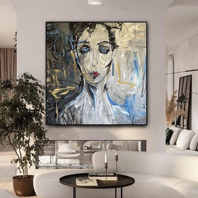 Hand painted Abstract Female Custom Oil painting handmade Portrait ...