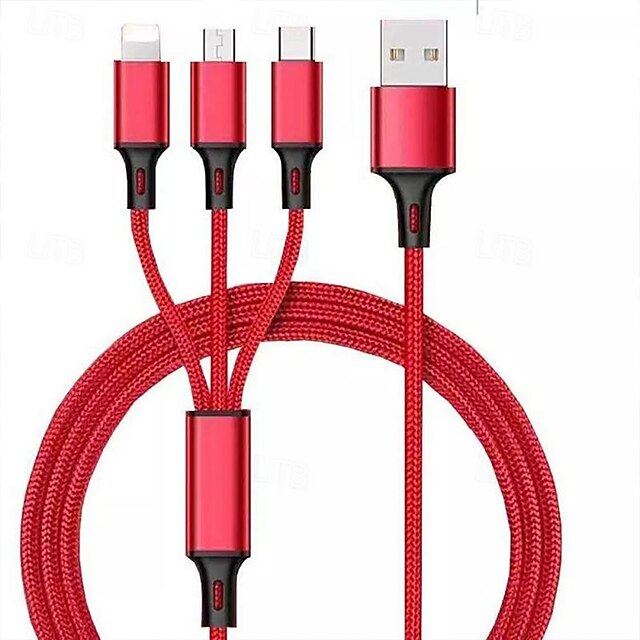  Multi Charging Cable USB A to Type C / Micro / IP 2.1 A Charging Cable Nylon Braided Durable 3 in 1 For Xiaomi Huawei iPhone Phone Accessory