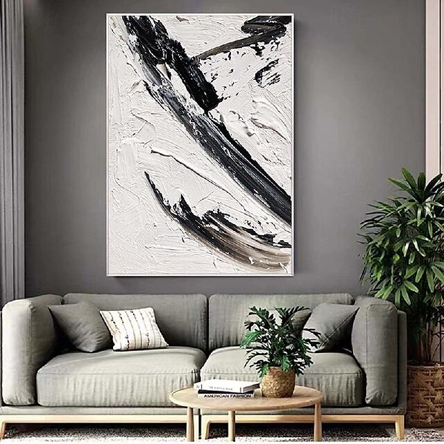 Black and white Abstract art oil painting hand painted Black and white ...