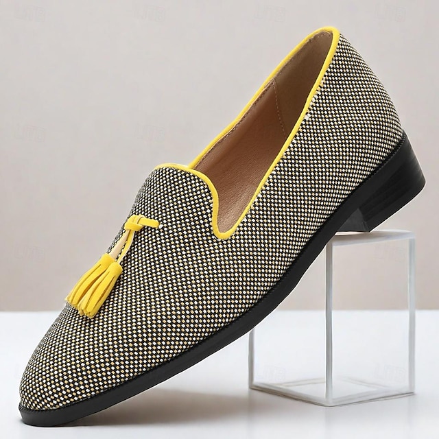  Homme Mocassins et Slip On Mocassins de confort Nylon Microfibre Confortable Antidérapantes Mocassins Noir / Jaune
