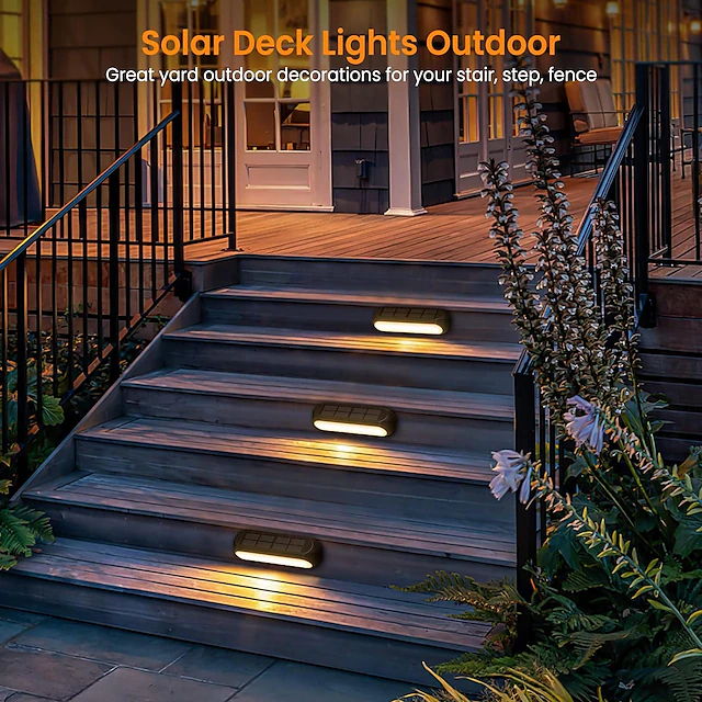 Solar Deck Lights, Outdoor Waterproof Solar Fence Stairs Step Lights ...