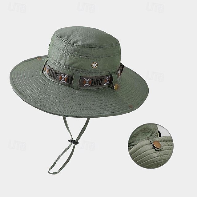 Men's Bucket Hat Sun Hat Light Green Dark Green Polyester Fashion Casual Street Daily Plain Adjustable Sunscreen Breathable 7