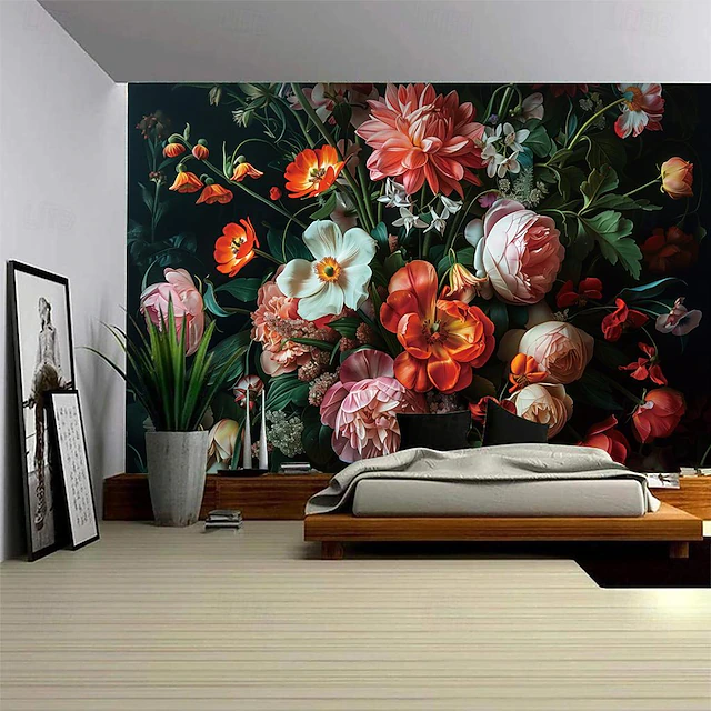 Valentine's Day Colorful Flowers Field Hanging Tapestry Wall Art Large Tapestry Mural Decor Photograph Backdrop Blanket Curtain Home Bedroom Living Room Decoration 26