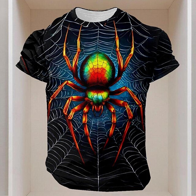 American Independence Day Men's Spider T Shirt Short Sleeve T shirt 3D Print Crew Neck Shirt Street Style Party Birthday Street Black Summer Spring Clothing Apparel S M L XL XXL XXXL4