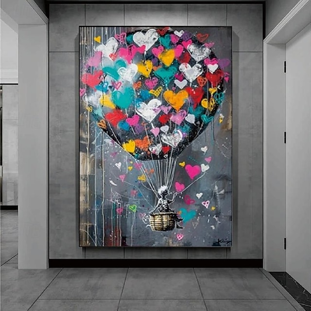  banksy ballon oliemaleri håndmalet lærred ballon maleri banksy kunst olie maleri væg kunst lærred design luft ballon graffiti banksy maleri