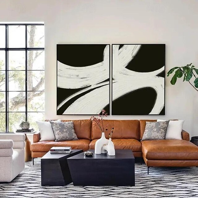 Wabi Sabi handmade Black and White oil painting Abstract oil painting