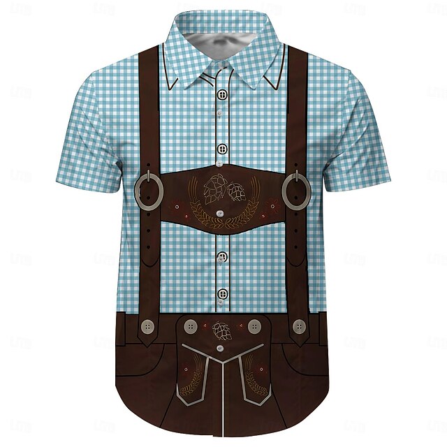  Oktoberfest Lederhosen-Print Hawaii-Hemden Aloha-Hemd Druck Grafik Für Herren Erwachsene Karneval Oktoberfestbier 3D-Druck Urlaub Party